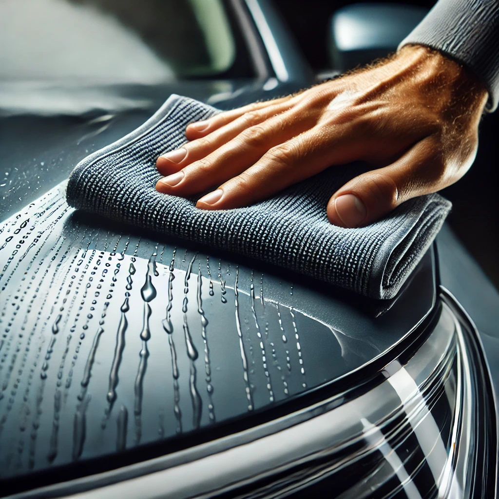 Clean car with cloth